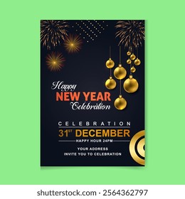 Background for Happy New Year celebration illustration with typography