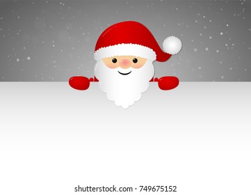 Background with happy Santa Claus holding a card. Vector.	
