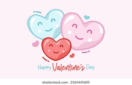 Background of happy Valentine's day with cute lover hearts