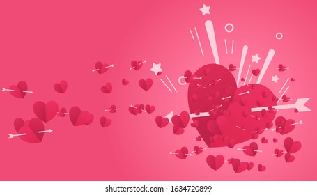 Background happy valentine's day  with heart red color, vector illustration.