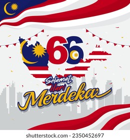 background of Hari Merdeka ke-66 greeting which means Malaysia's 66th Independence Day