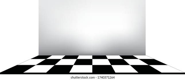 un fondo armonioso con el suelo blanco y negro y un fondo gris.