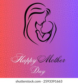 The background has a beautiful gradient of pink and purple with the elegant pattern.
The "Happy Mother Day" text is in white and black, standing out against the colorful background.