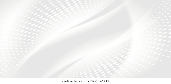 The background has a grayish-white tone with a soft wavy or moving appearance, along with small dots that create a pattern on the surface, giving it a transparent and modern feel.