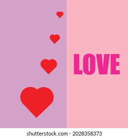 The background has red hearts with text to make cards.