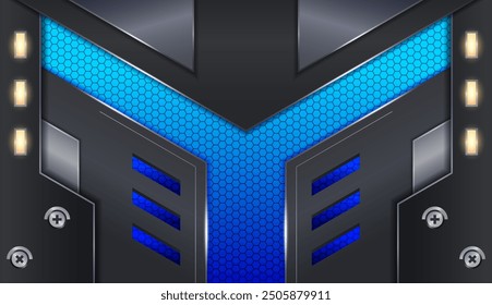 The background has a strong and dashing concept with a robotic feel with blue light