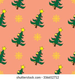 Background have Christmas tree and snowflakes