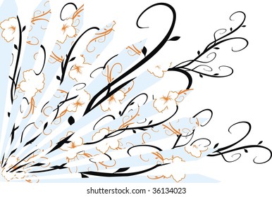 background with hawaian flowers in vector format easy to edit