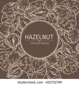 Background with hazelnut. Hand drawn