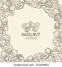 Background with hazelnut. Hand drawn