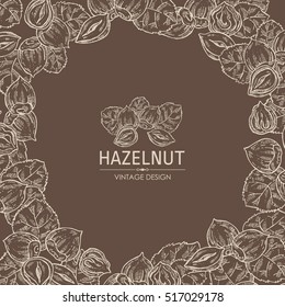 Background with hazelnut. Hand drawn