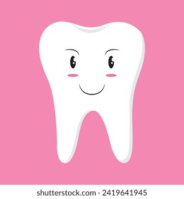 Background healthy and good teeth. dental health conditions. happy, funny, cute, and adorable tooth character. smile. Outline illustration design. vector