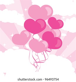 Background heart balloons
