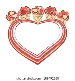 background with a heart and cakes