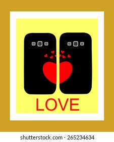 Background with a heart for the cover phone 