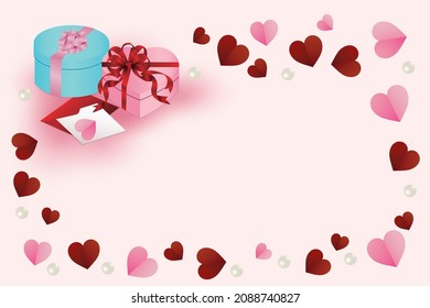 background of heart crafts and ﻿﻿gift boxes