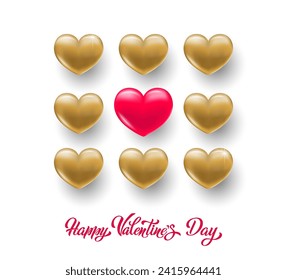 Background with heart. Delicate bright with 3D volumetric hearts. Texture for banner and postcard. Suitable for Valentine's Day and Mother's Day. Vector illustration