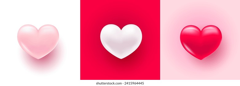 Background with heart. Delicate bright with 3D volumetric hearts. Texture for banner and postcard. Suitable for Valentine's Day and Mother's Day. Vector illustration