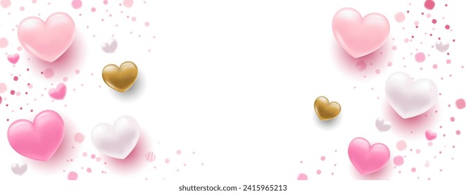 Antecedentes con corazón. Delicado y brillante con corazones volumétricos 3D. Textura para banner y postal. Adecuado para el Día de San Valentín y el Día de la Madre. Ilustración del vector