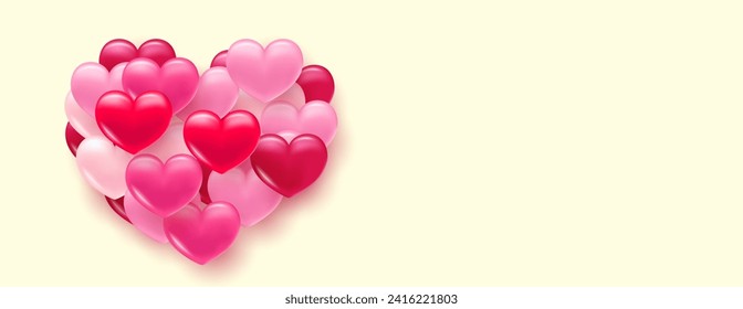 Antecedentes con corazón. Delicado y brillante con corazones volumétricos 3D. Textura para banner y postal. Adecuado para el Día de San Valentín y el Día de la Madre. Ilustración del vector