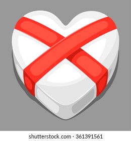 Background with heart gift box. Concept can be used for Valentines Day, wedding or love confession message.