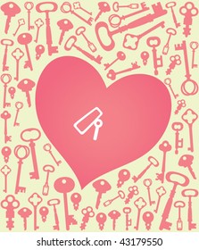 Background with heart and keys