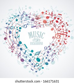 Background with heart made up of musical notes
