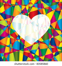 Background with heart and mosaic pattern