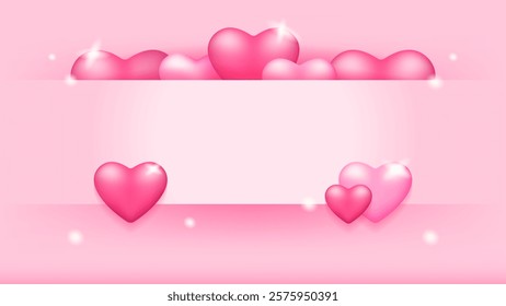 background with heart ornament or decoration. beautiful and romantic. happy valentine's day celebration. event, festival, celebration. banner, pink background. 3d style design elements.