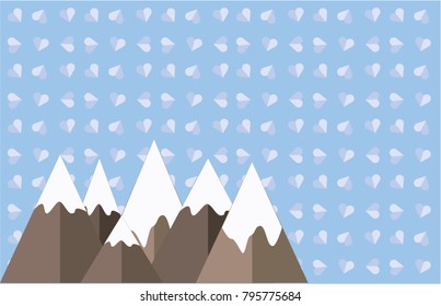 Background with heart pattern and mountains