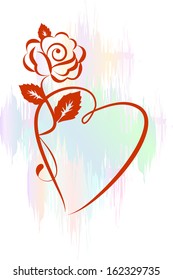 Background with heart and rose