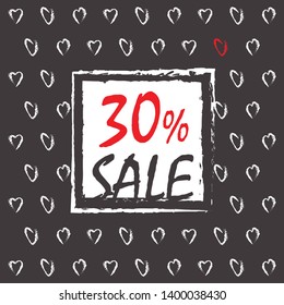 
Background. Heart, sale. Valentine's Day. Gray, white, red
