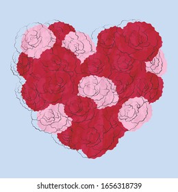 Background Heart shape made of carnation