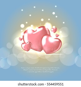 Background with Heart Shaped Balloons.Template of invitagreeting card, banners.    Wallpaper, flyers, invitation, posters, brochure, voucher discount.