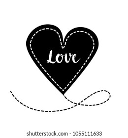 Background with heart and text. Love, poster design. Hand drawn backdrop vector with lettering. Decorative illustration. Save the date card.