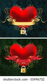 Background with heart. Valentine's day card. All elements and textures are individual objects. Vector illustration scale to any size.