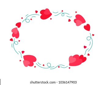 Background with hearts arranged in a circle to insert text. Design Template for banner, ticket, leaflet, card, poster, text.