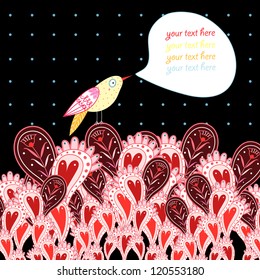 background with hearts and birds