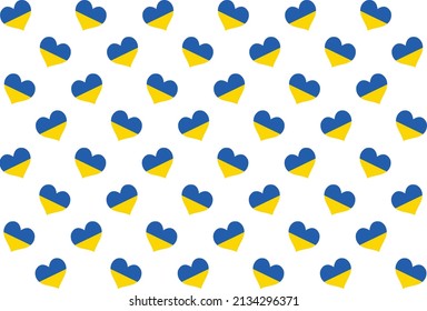 Background with hearts with blue and yellow colors of Ukraine