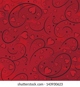 The background of hearts and branches. Red cover. Valentine's Day.