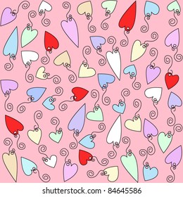 Background hearts colored in pink