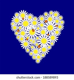 Background with a hearts of the daisies