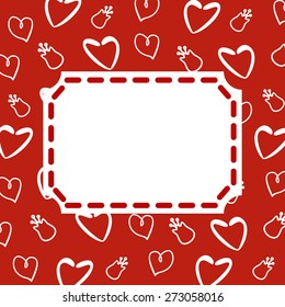 background with hearts and flower, and frame