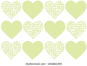 background with hearts with fruits and vegetables, pattern
