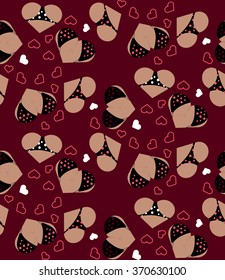 Background with  hearts like boobs and asses. Seamless Pattern for Valentine's day. Vector illustration