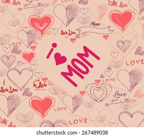 background with hearts. i love mothers so much