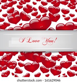 Background with hearts. I Love You. Vector