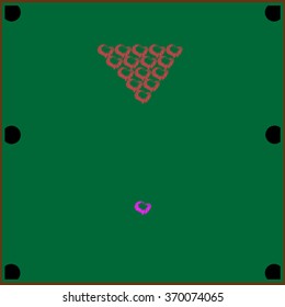 Background with hearts on billiard table