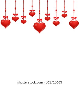 Background with hearts on whitw background