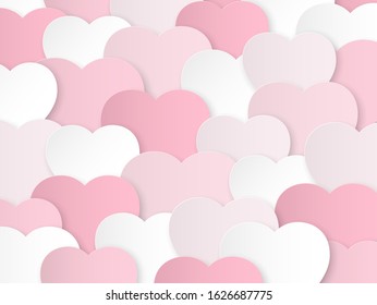 Background with hearts. Paper cut design for invitation, advertising. Decoration for Valentine's Day, wedding. Vector